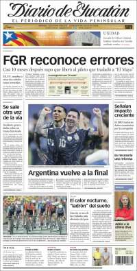 Portada de Diario de Yucatán (México)