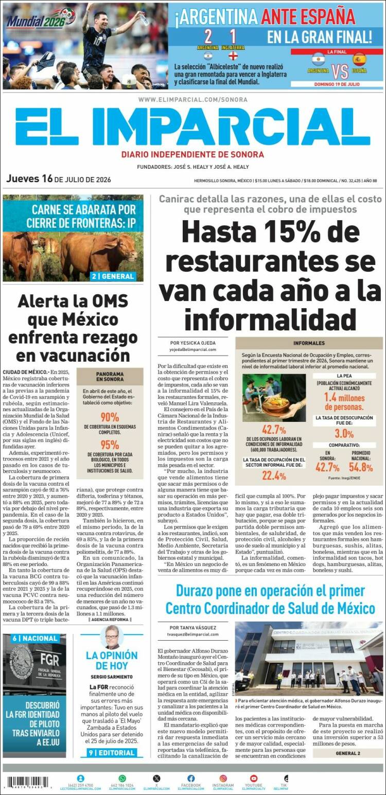 Portada de El Imparcial (México)
