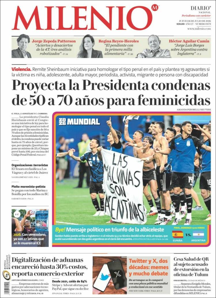 Portada de Milenio (México)