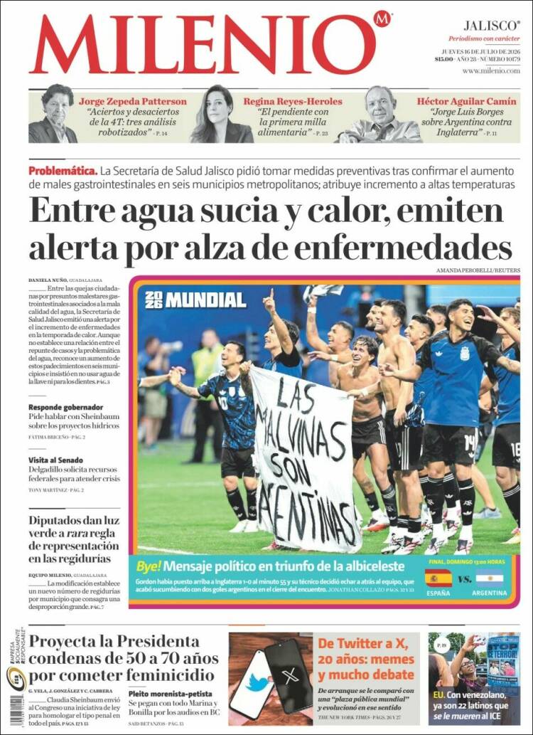 Portada de Milenio - Jalisco (México)