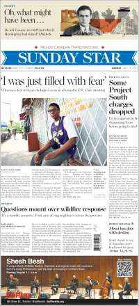 Portada de The Toronto Star (Canada)