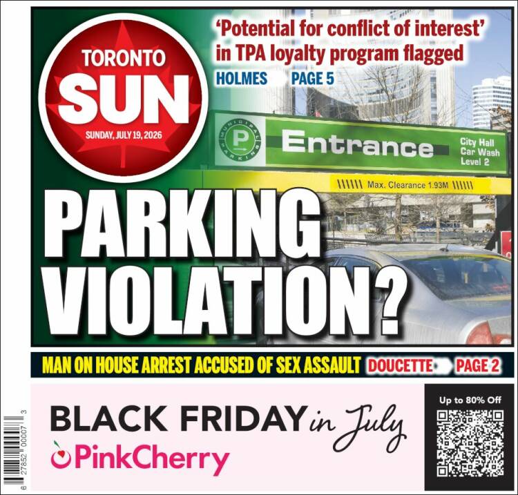 Portada de The Toronto Sun (Canada)