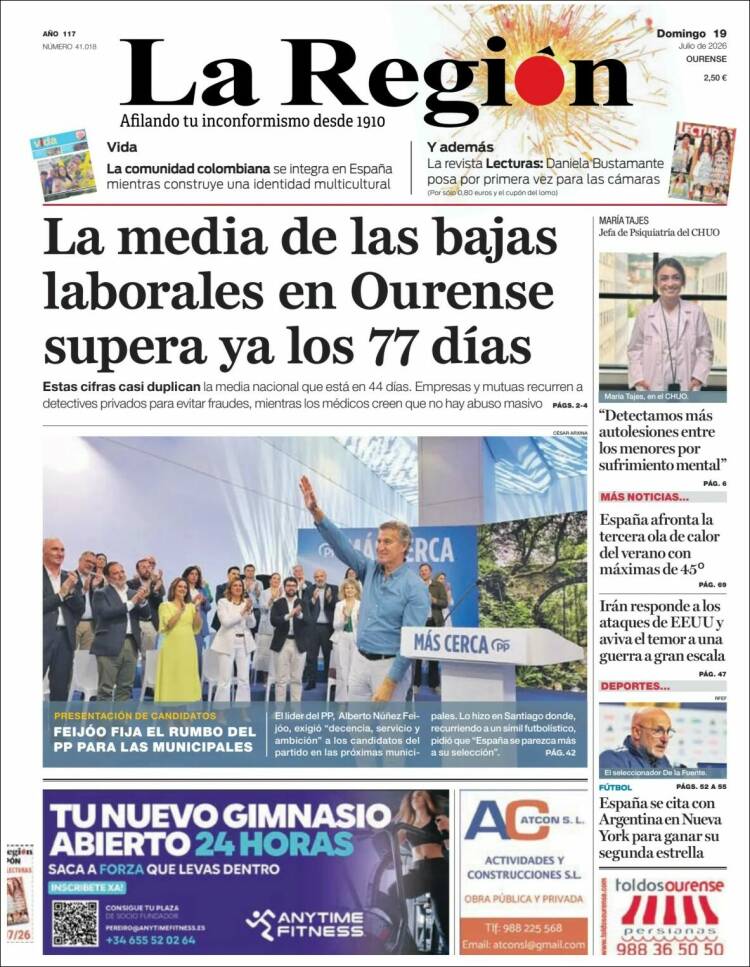 Portada de La Región de Ourense (Spain)