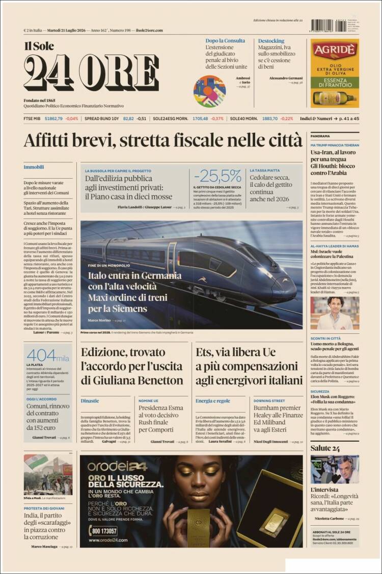 Portada de Il Sole 24 ORE (Italy)