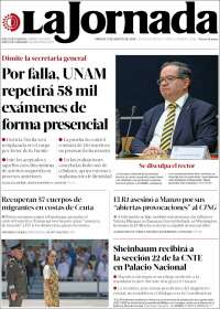 Portada de La Jornada (Mexico)