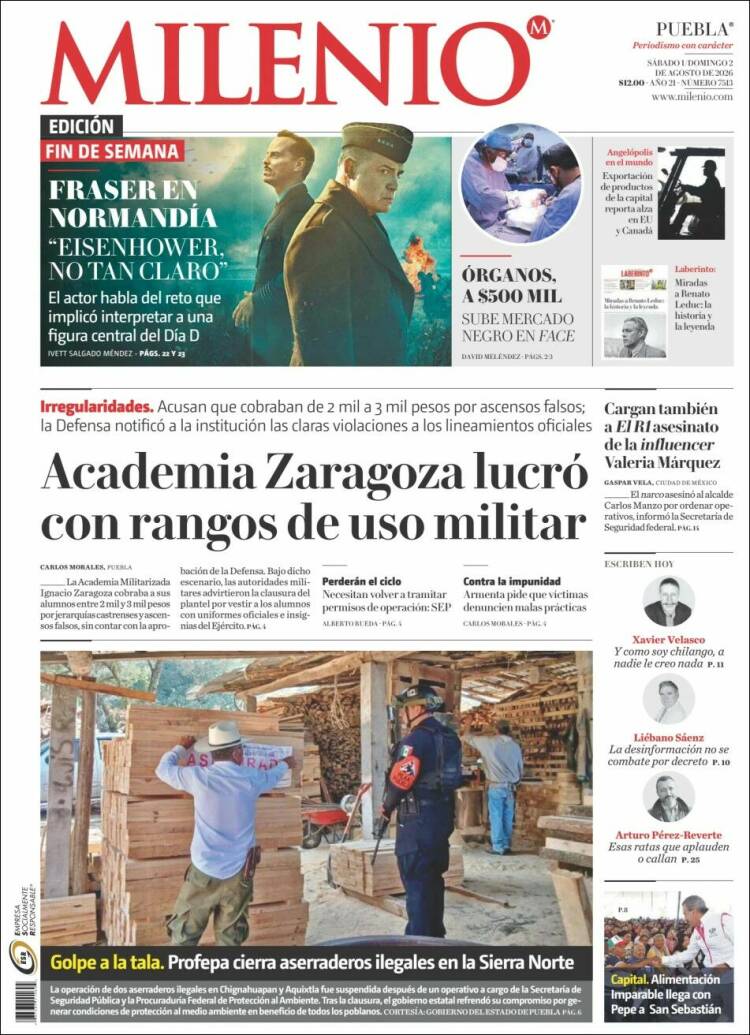 Portada de Milenio de Puebla (México)