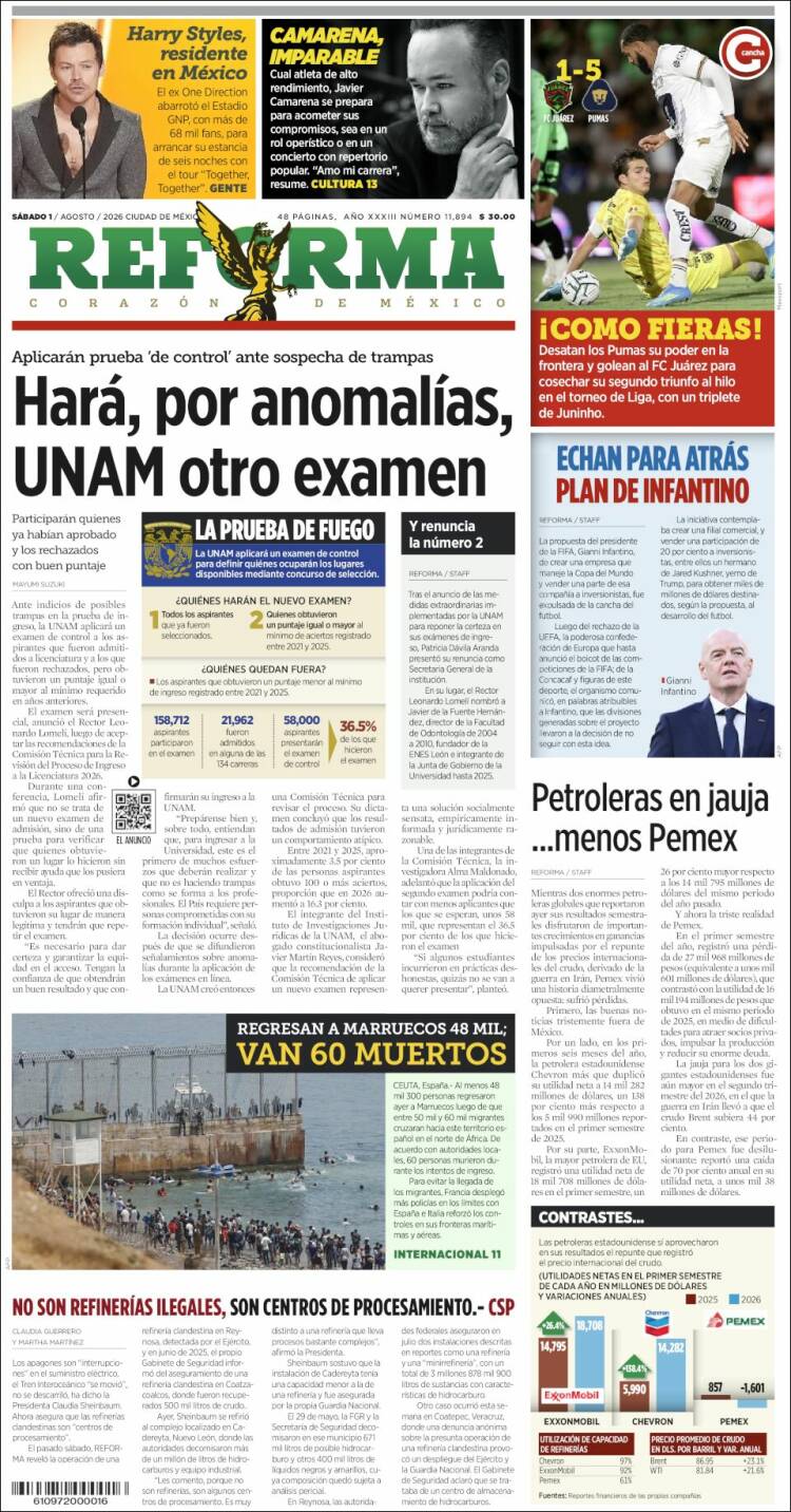Portada de Reforma (Mexico)