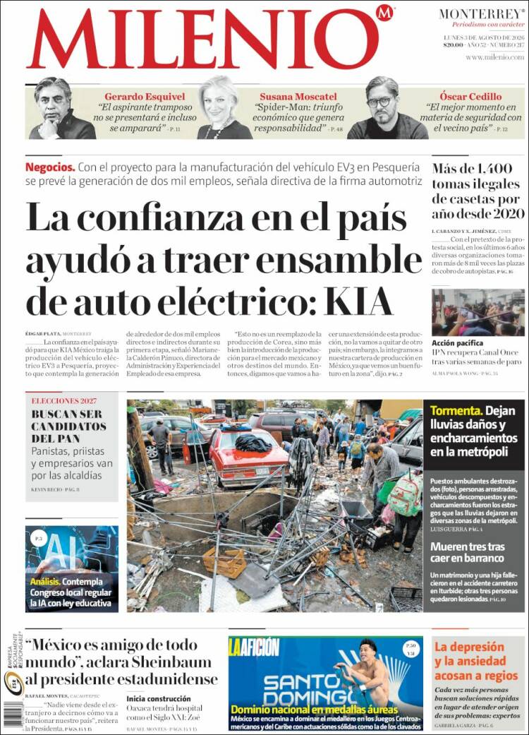 Portada de Milenio de Monterrey (México)