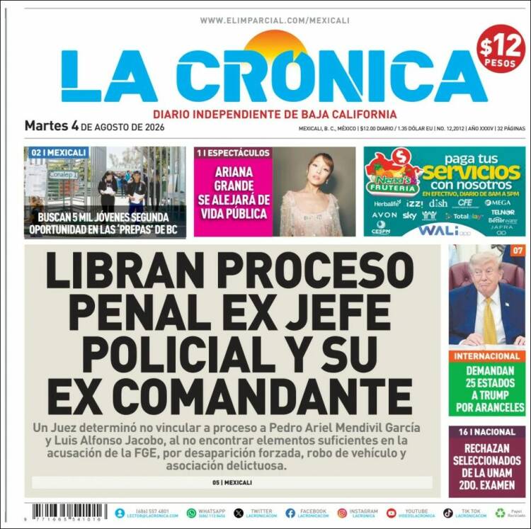 Portada de La Crónica de Baja California (México)