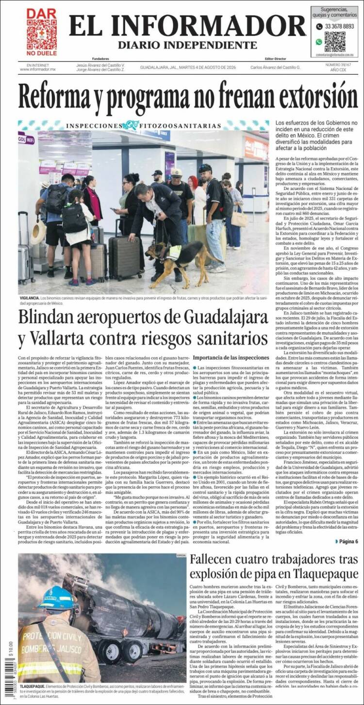 Portada de El Informador (México)