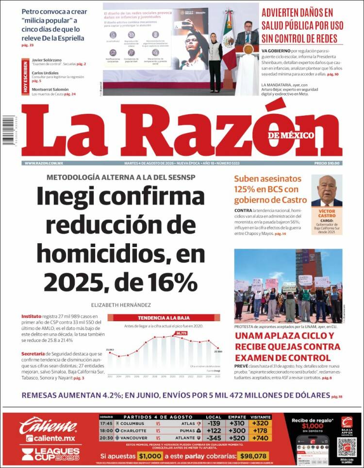Portada de La Razón (México)