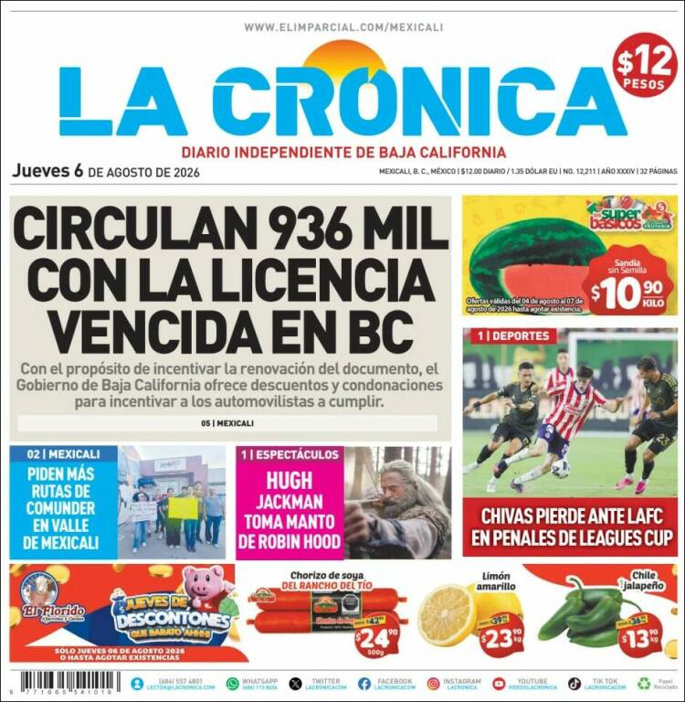 Portada de La Crónica de Baja California (México)