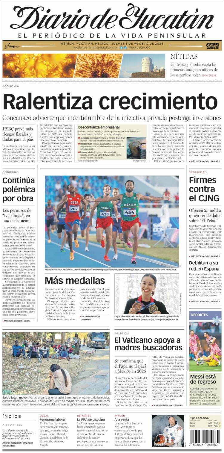 Portada de Diario de Yucatán (México)