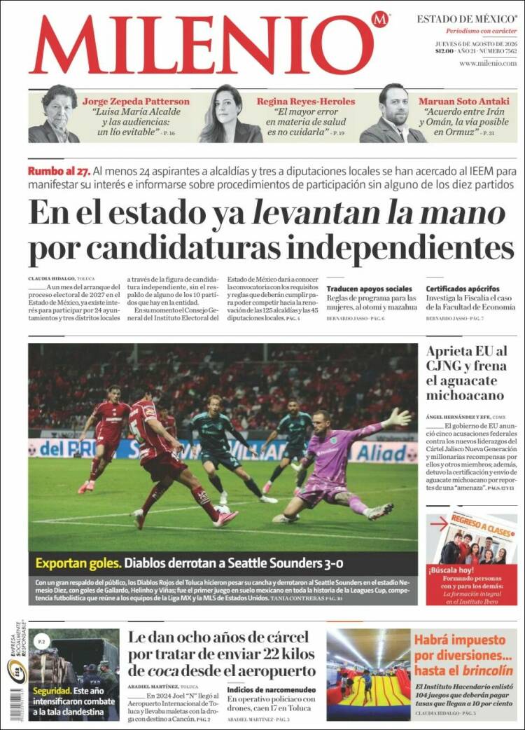 Portada de Milenio - Estado de México (México)