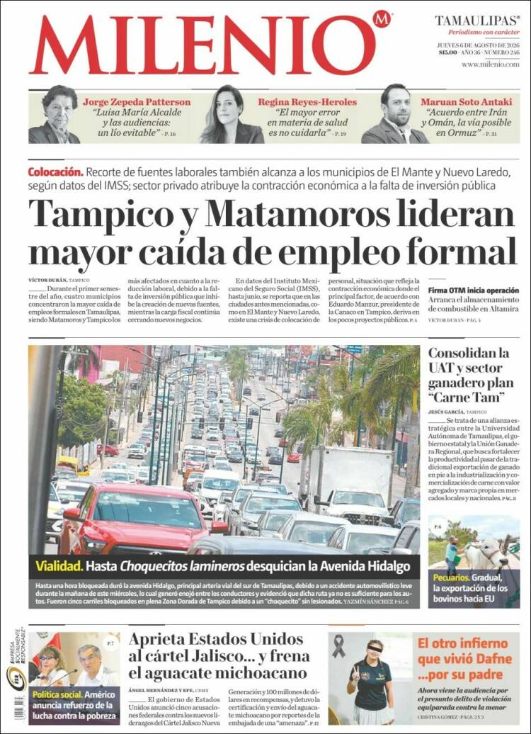 Portada de Milenio - Tamaulipas (México)