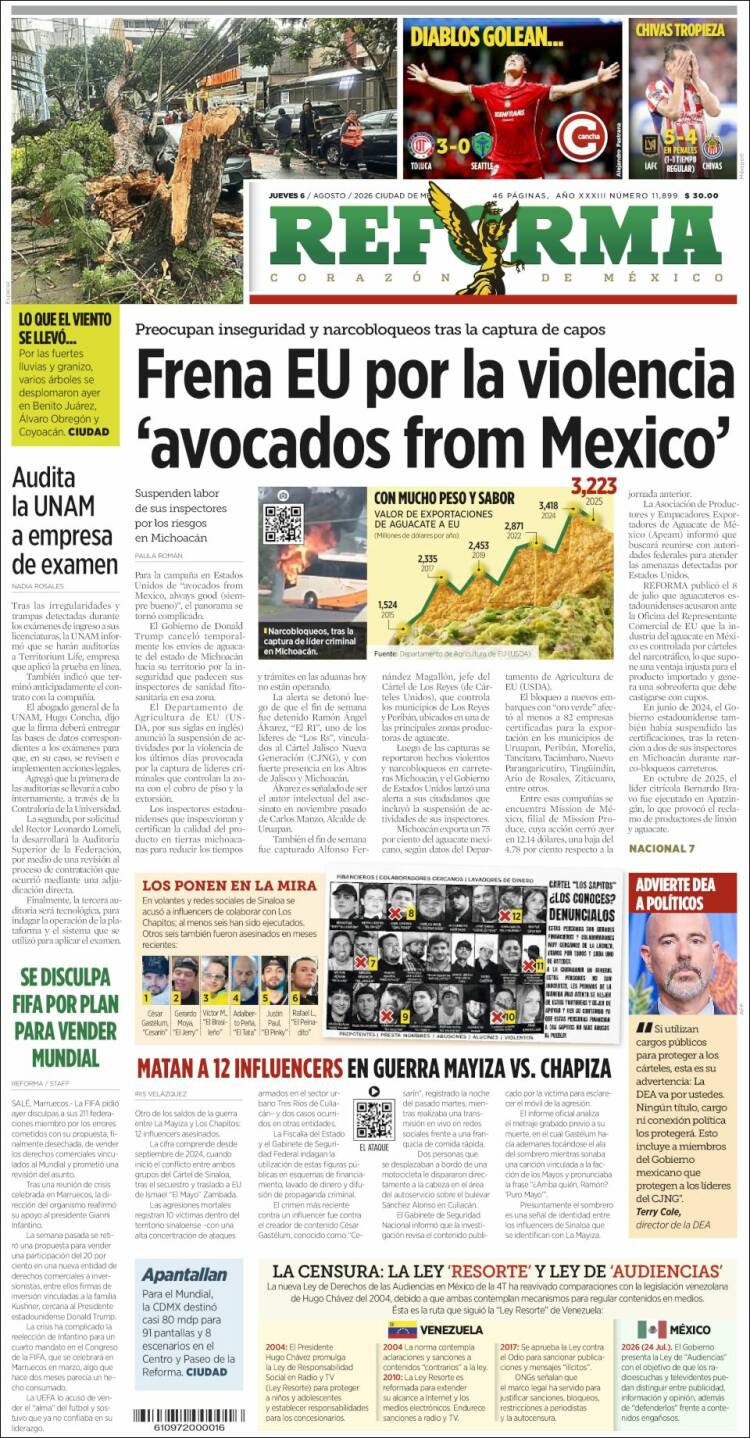 Portada de Reforma (Mexico)
