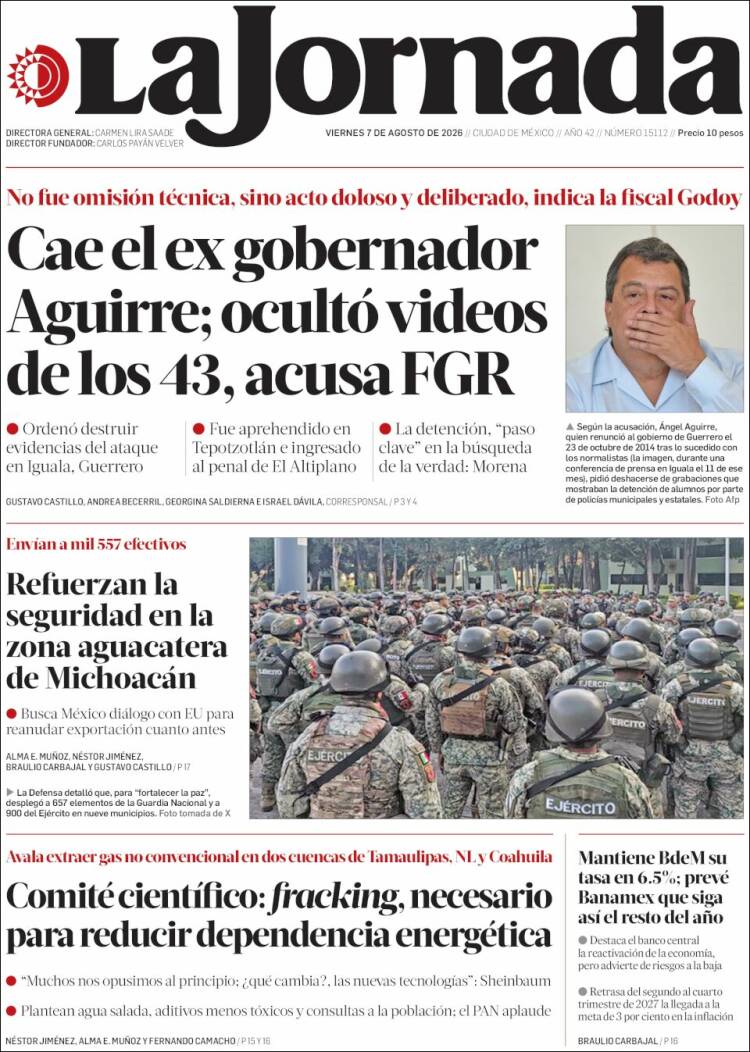 Portada de La Jornada (Mexico)