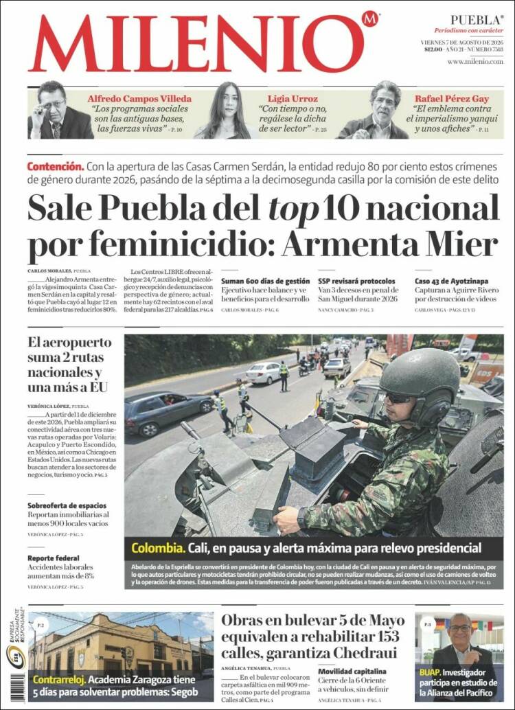 Portada de Milenio de Puebla (México)