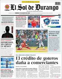 Portada de El Sol de Durango (México)