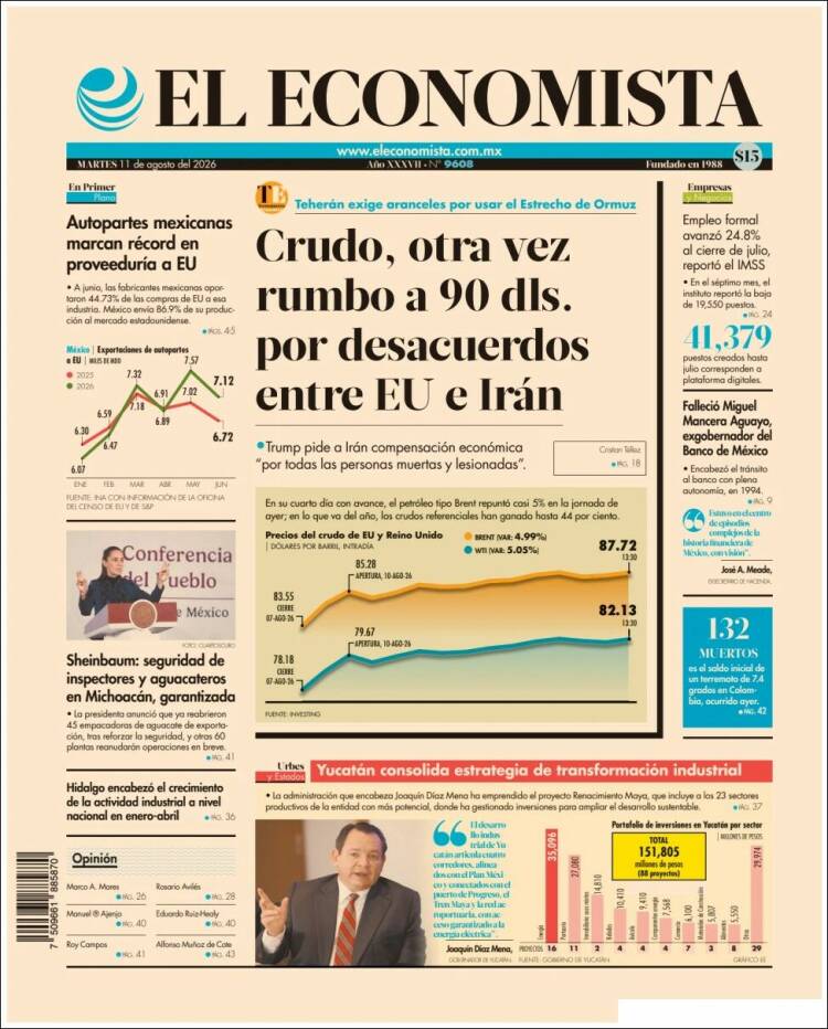 Portada de El Economista (México)