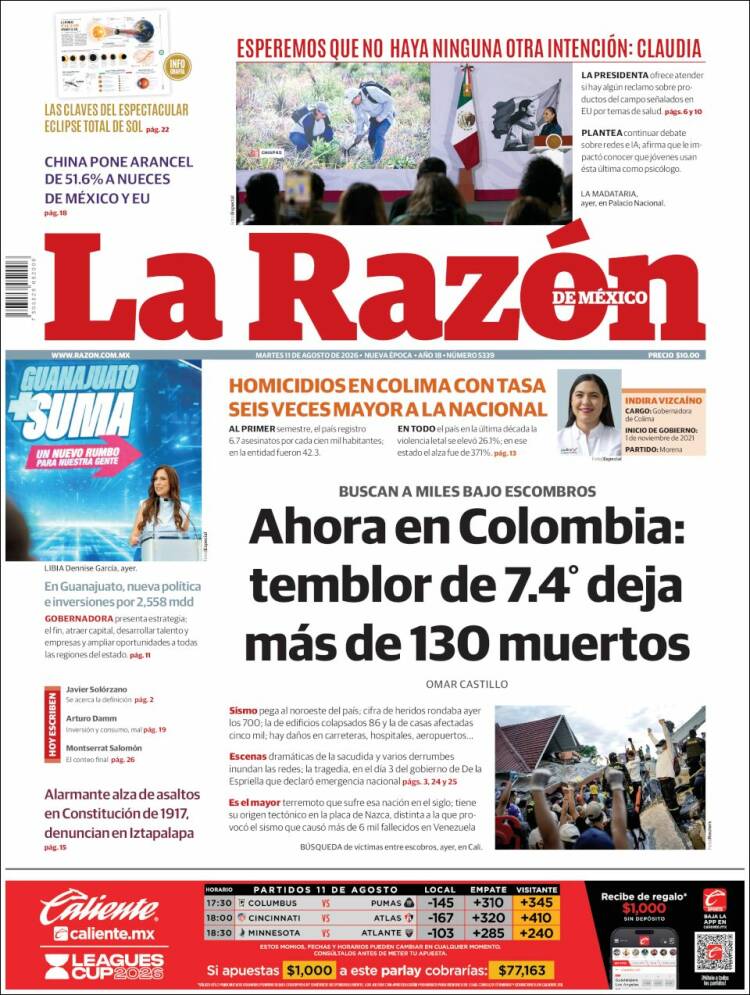 Portada de La Razón (México)
