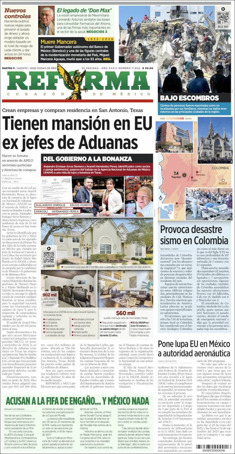 Portada de Reforma (México)