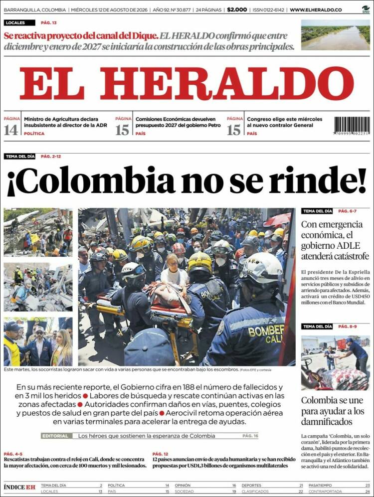 Portada de El Heraldo (Colombia)