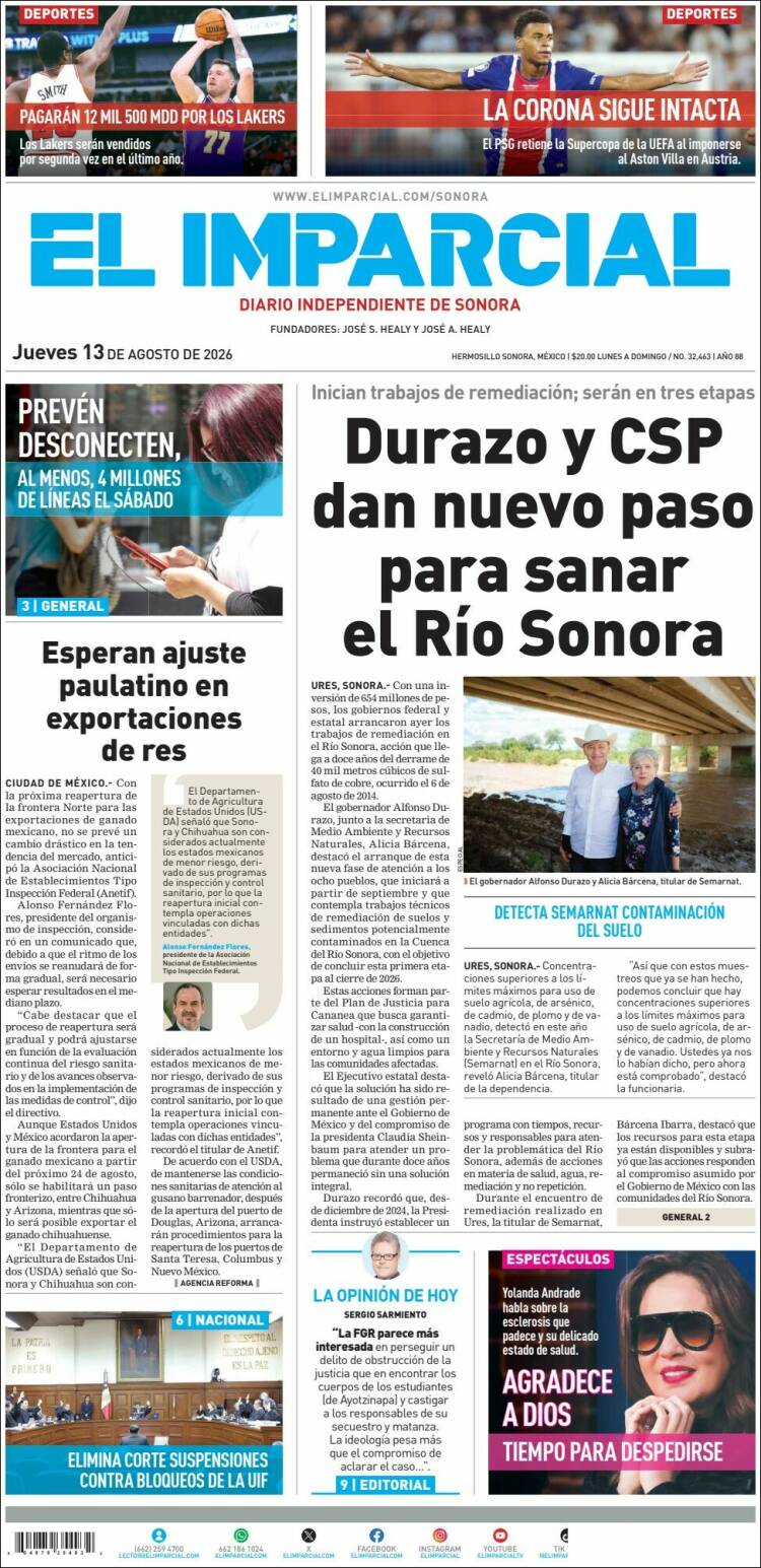 Portada de El Imparcial (México)