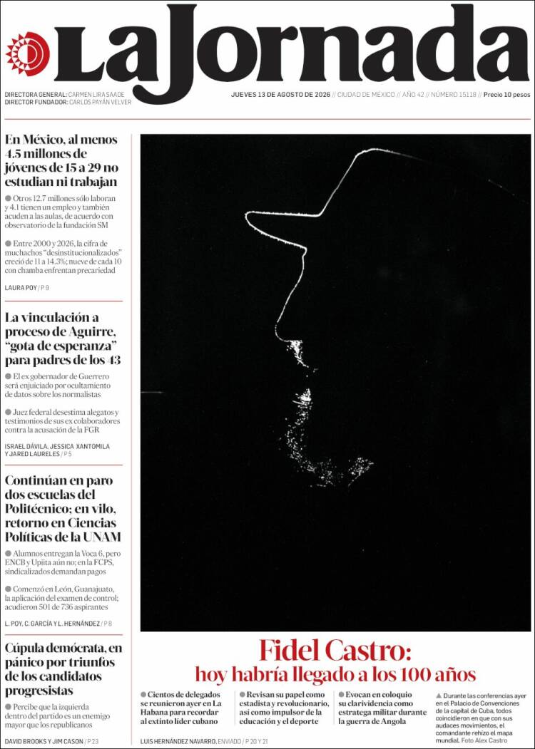 Portada de La Jornada (México)
