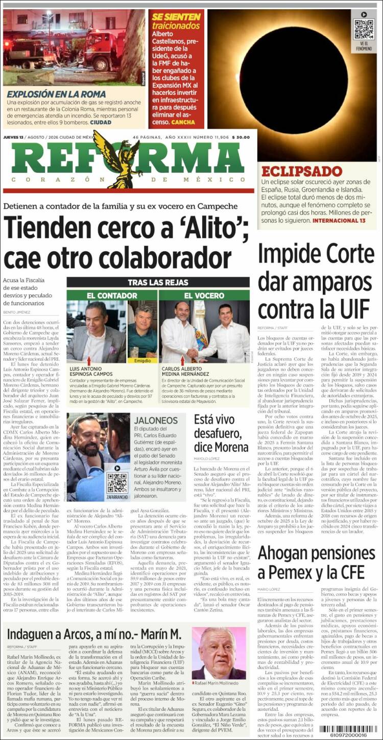 Portada de Reforma (México)