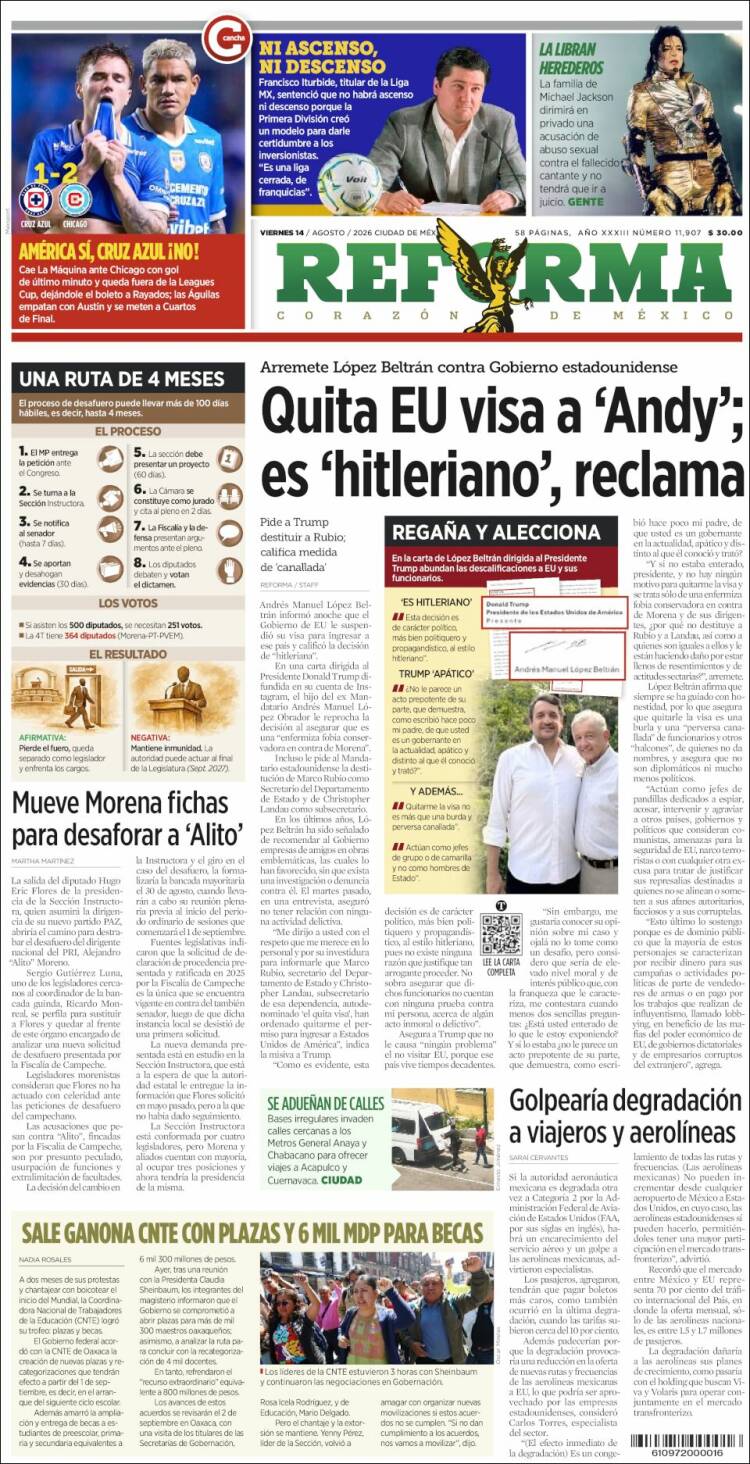 Portada de Reforma (México)