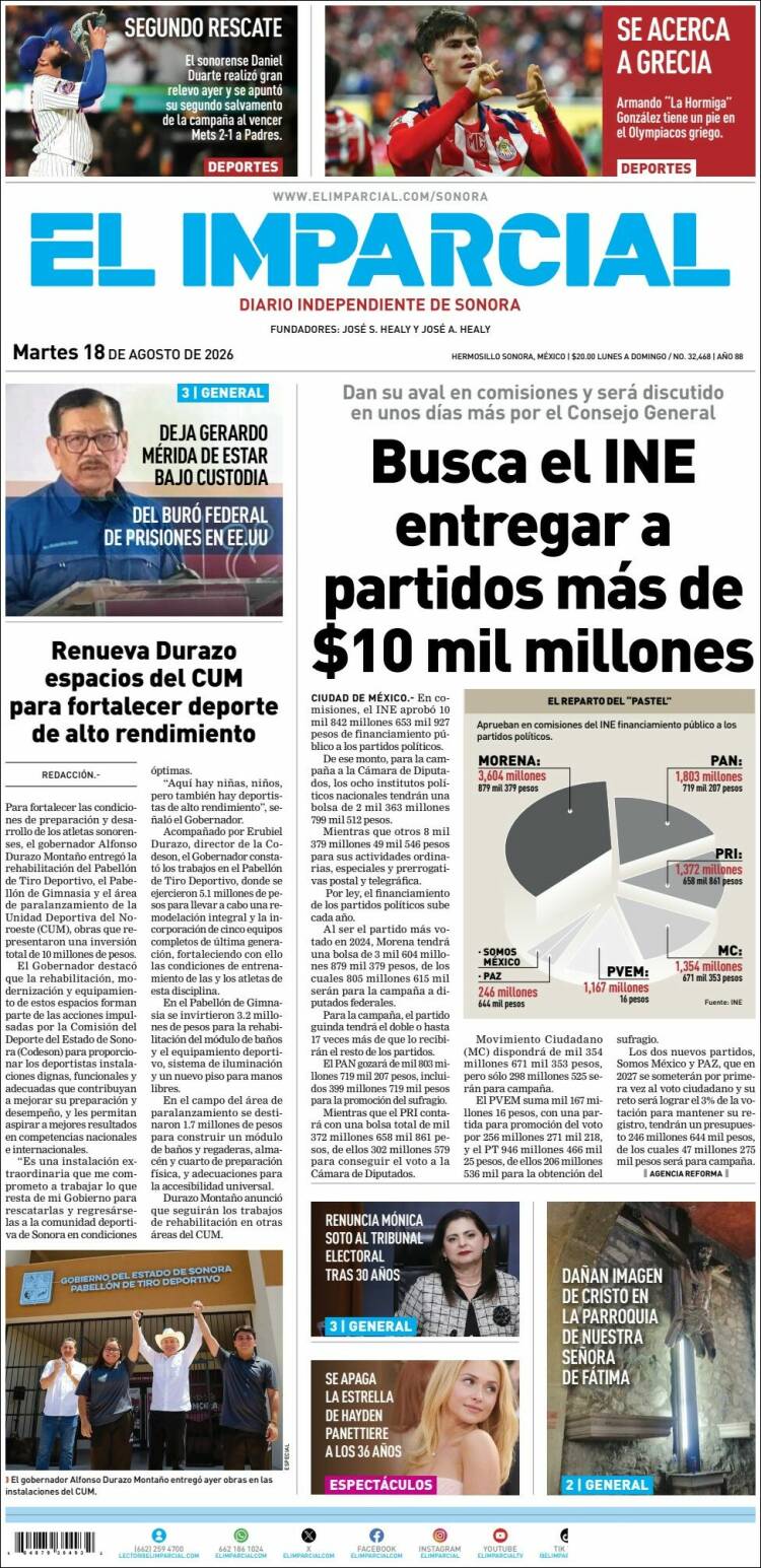 Portada de El Imparcial (México)