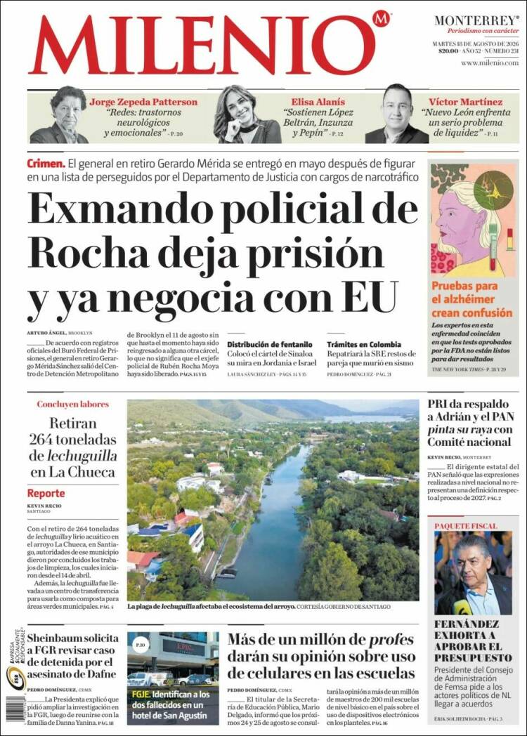 Portada de Milenio de Monterrey (México)