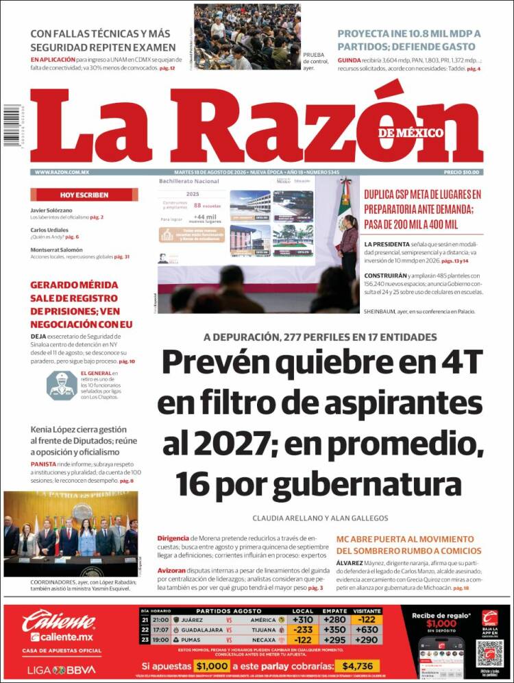 Portada de La Razón (México)