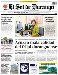 Portada de El Sol de Durango (México)