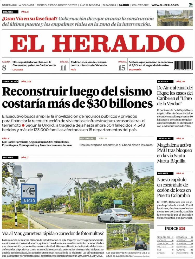 Portada de El Heraldo (Colombia)