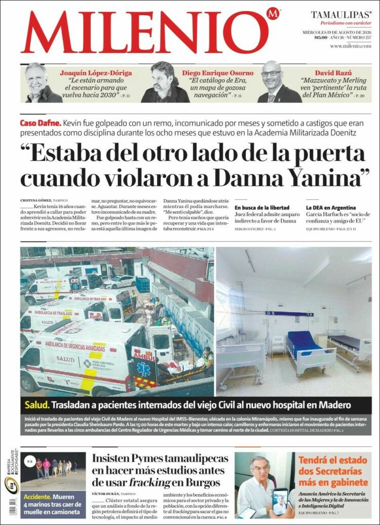 Portada de Milenio - Tamaulipas (México)