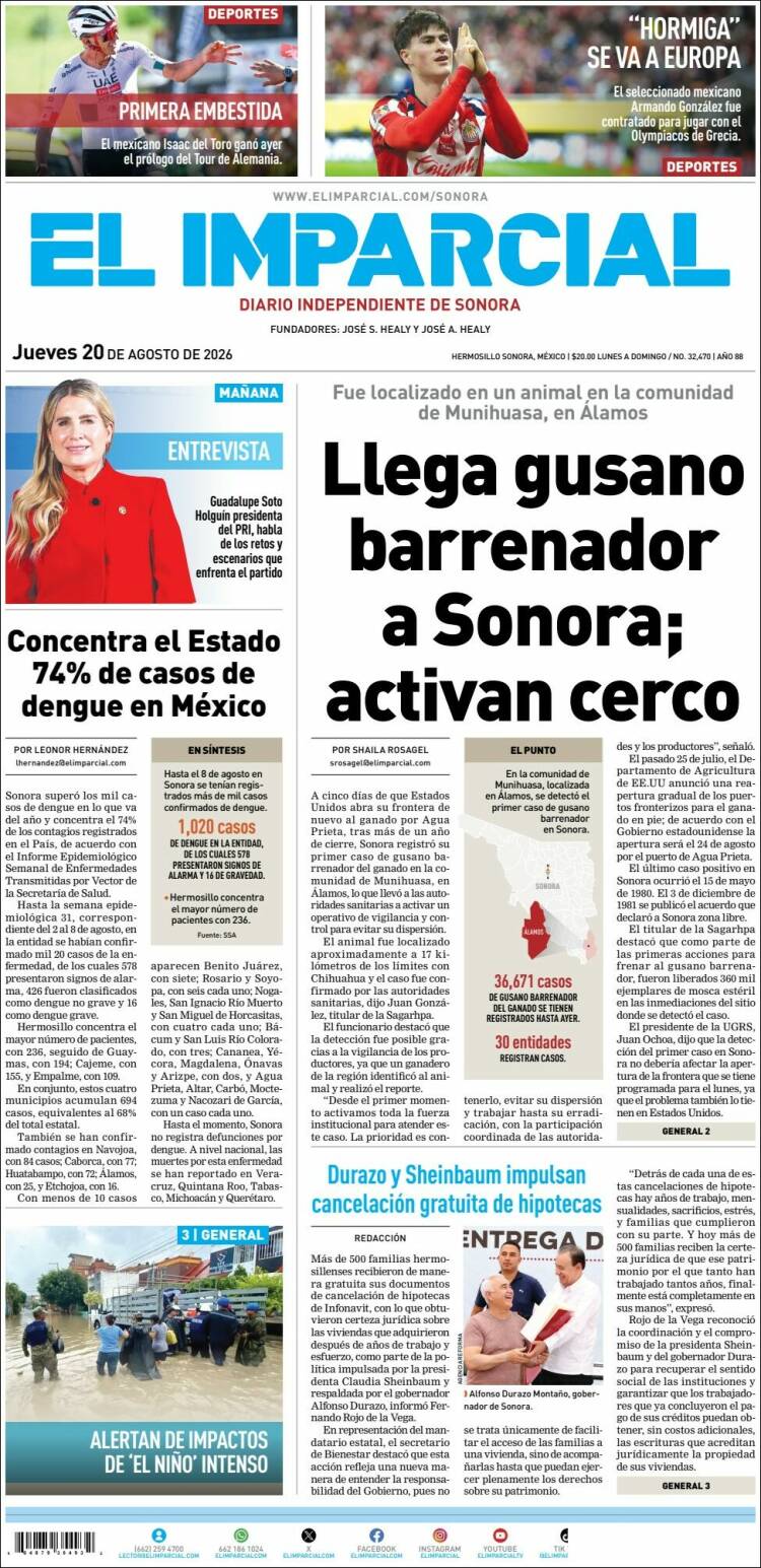 Portada de El Imparcial (México)