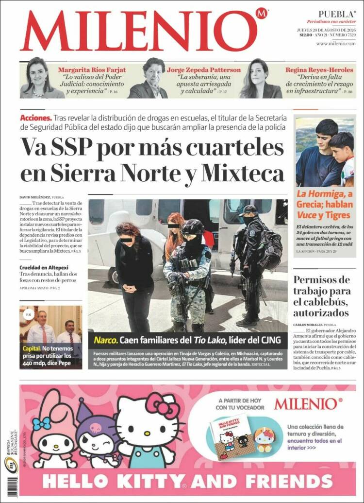 Portada de Milenio de Puebla (México)