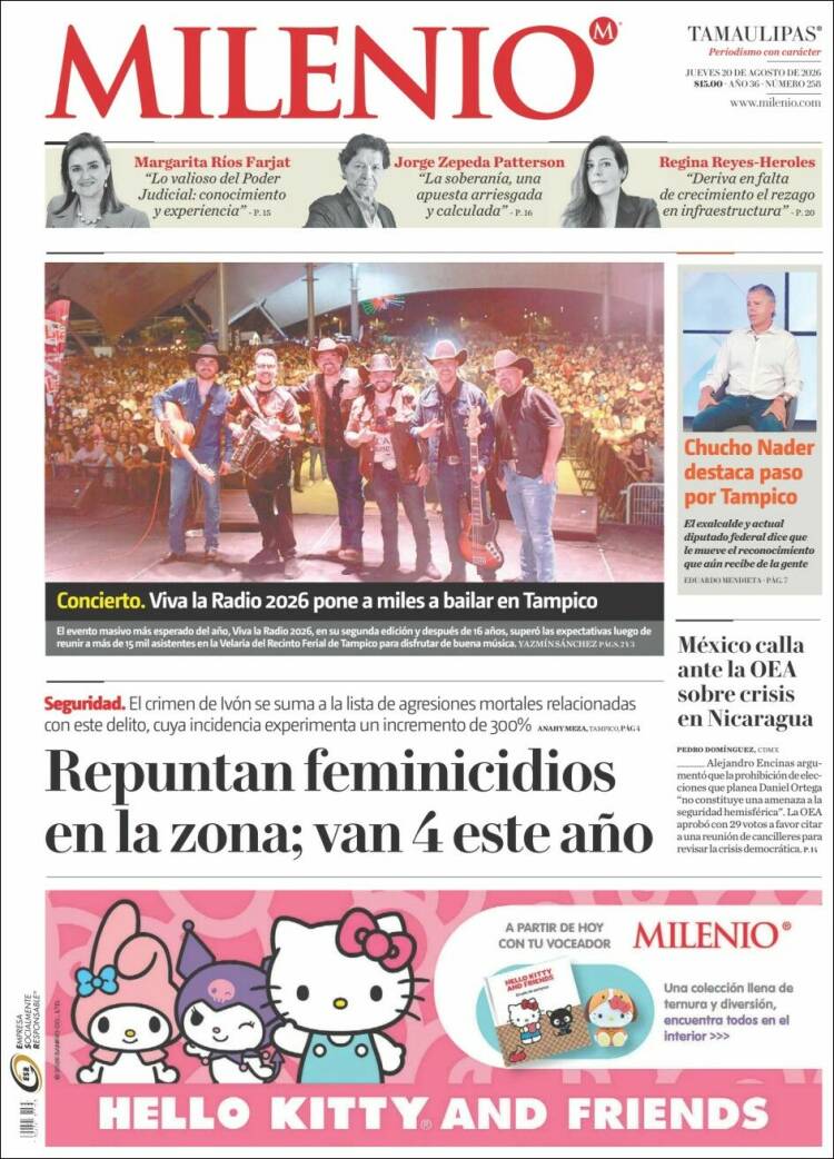 Portada de Milenio - Tamaulipas (México)