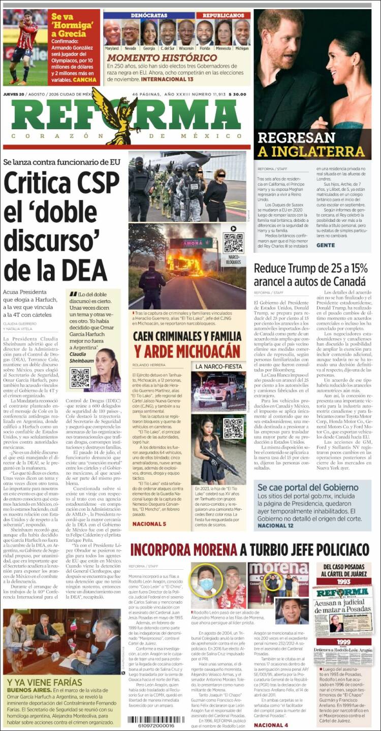 Portada de Reforma (México)