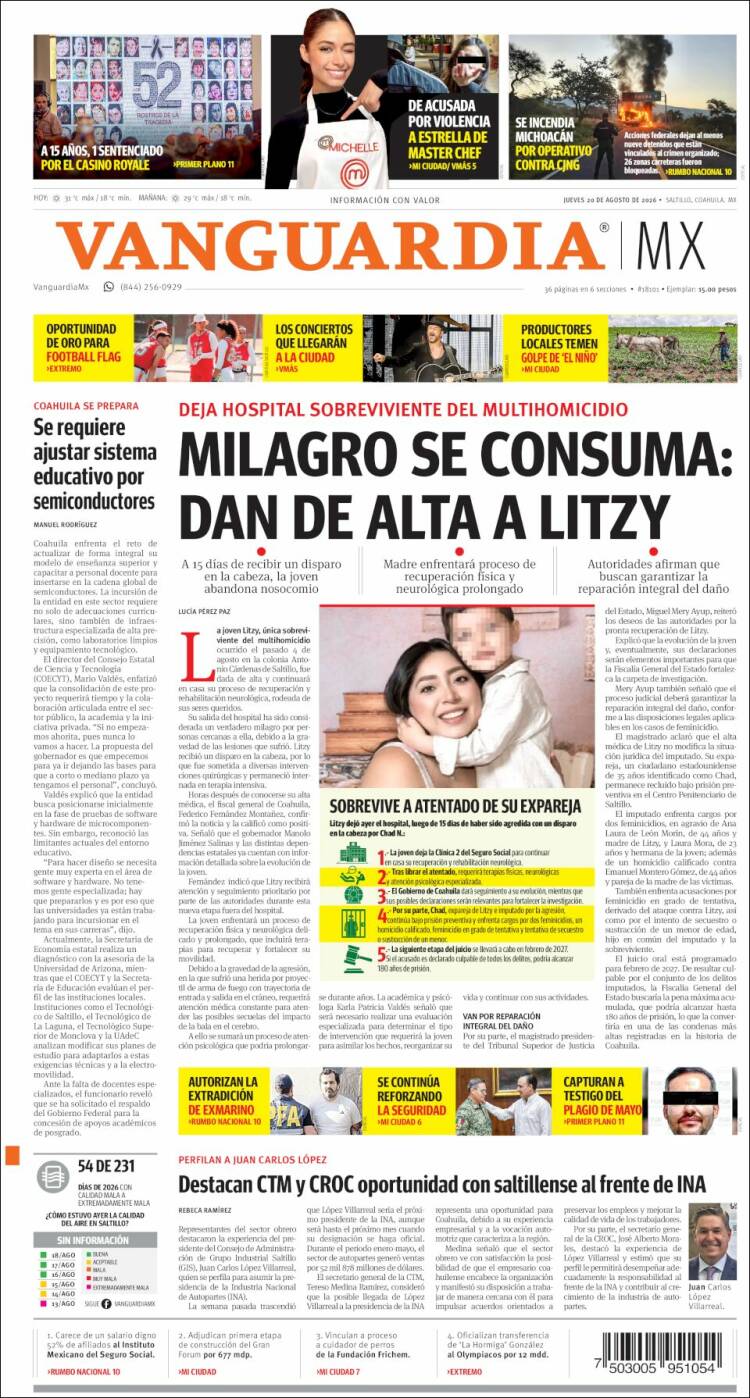 Portada de Vanguardia (México)