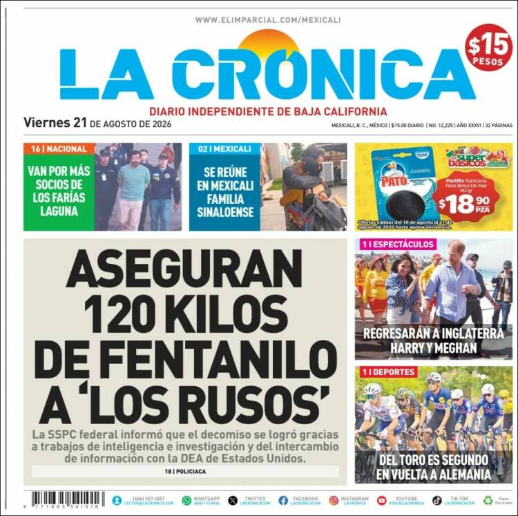 Portada de La Crónica de Baja California (México)