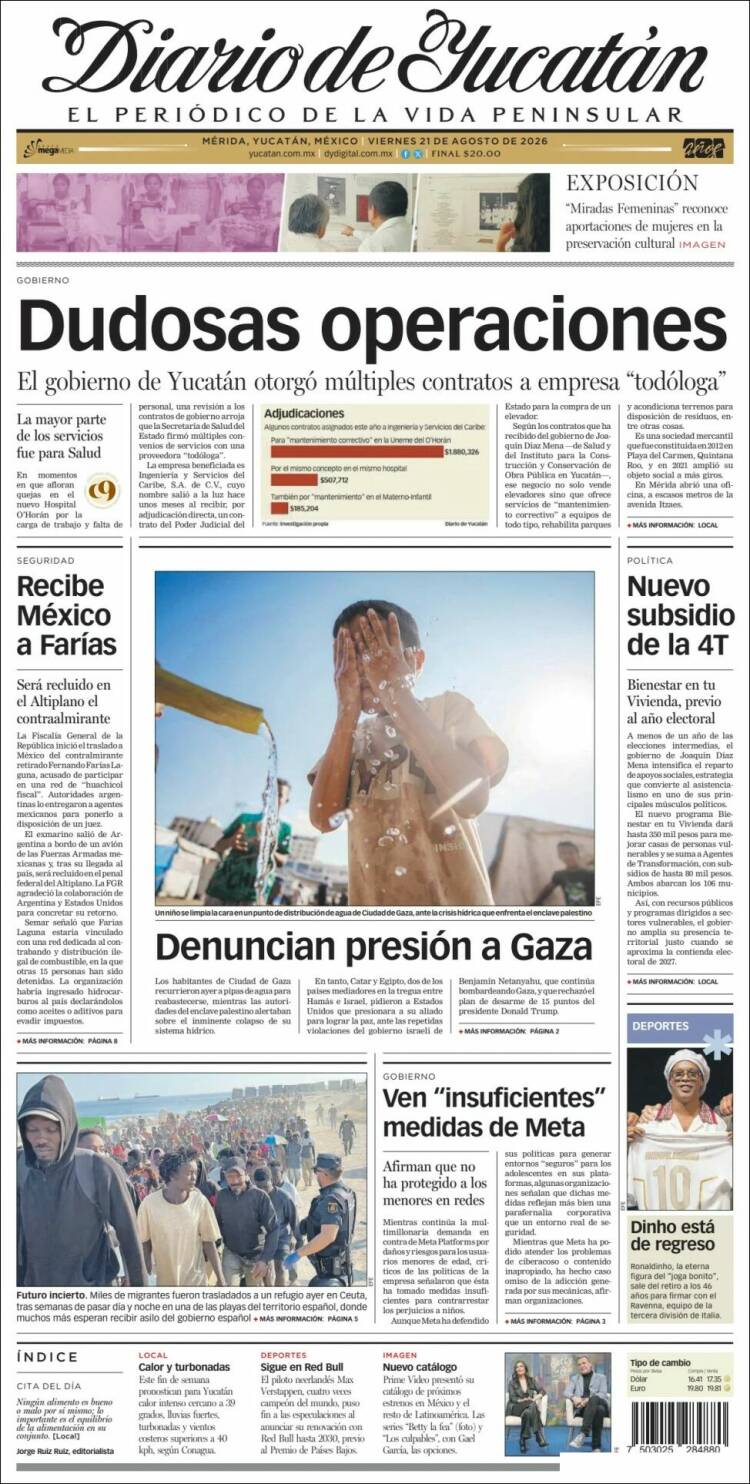 Portada de Diario de Yucatán (México)