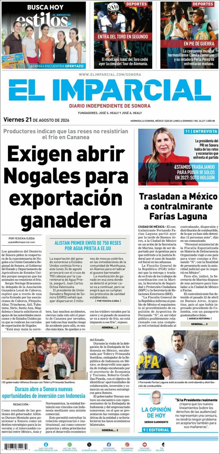 Portada de El Imparcial (México)
