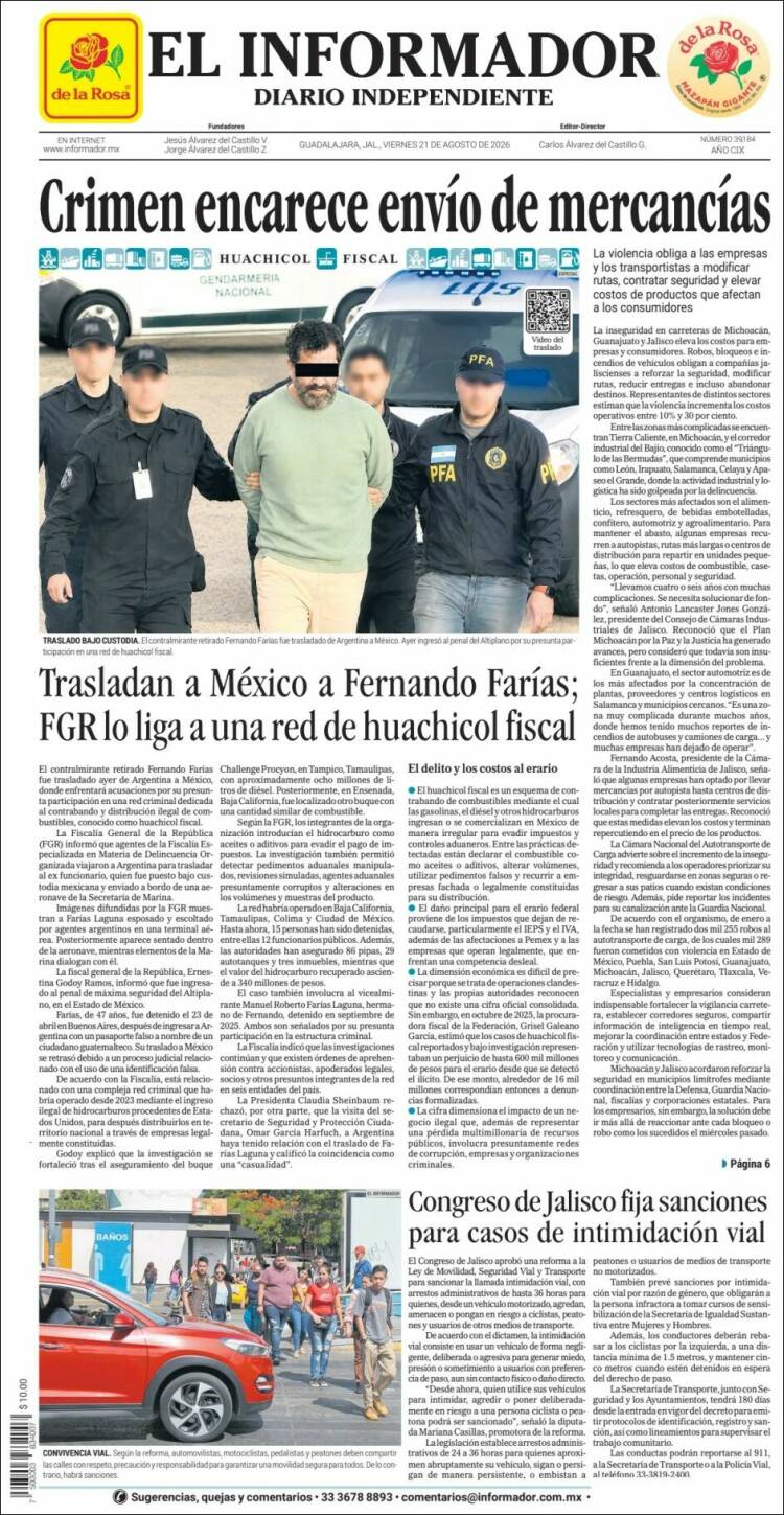 Portada de El Informador (México)