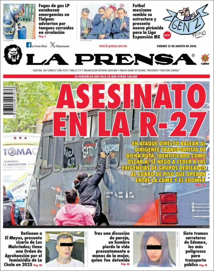 Portada de La Prensa (Mexique)