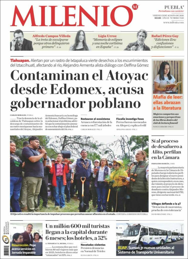Portada de Milenio de Puebla (México)