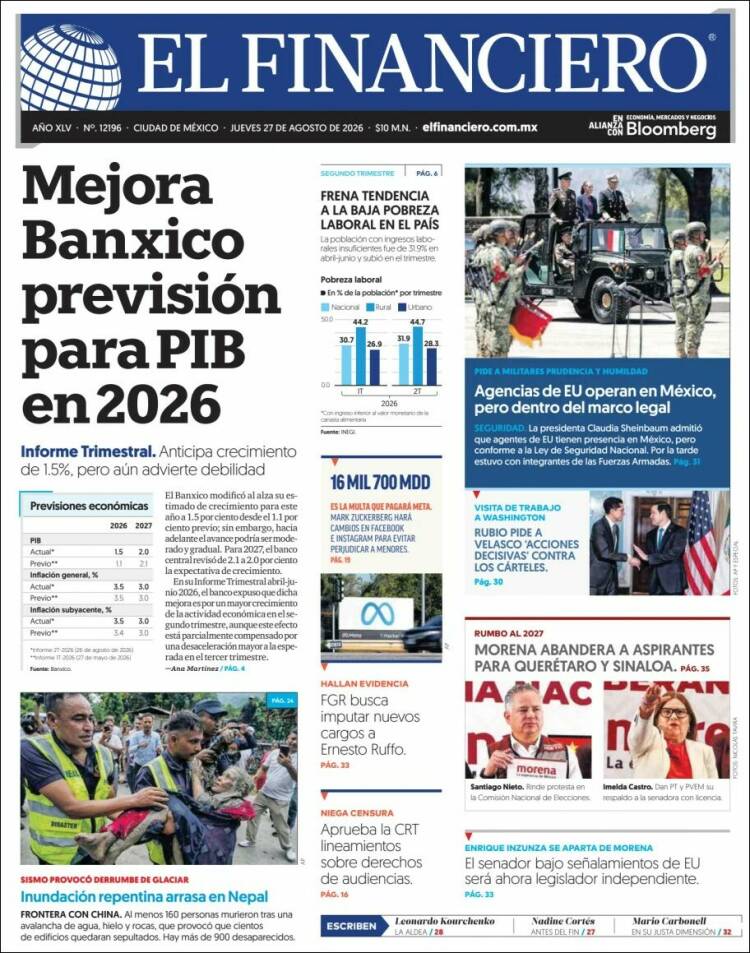 Portada de El Financiero (México)