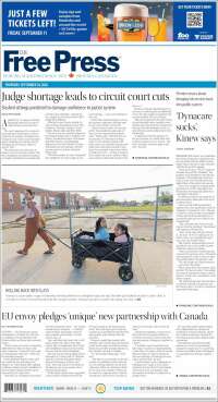 Portada de Winnipeg Free Press (Canada)